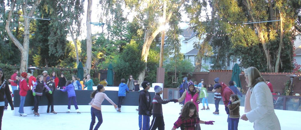 Public skating at winter lodge